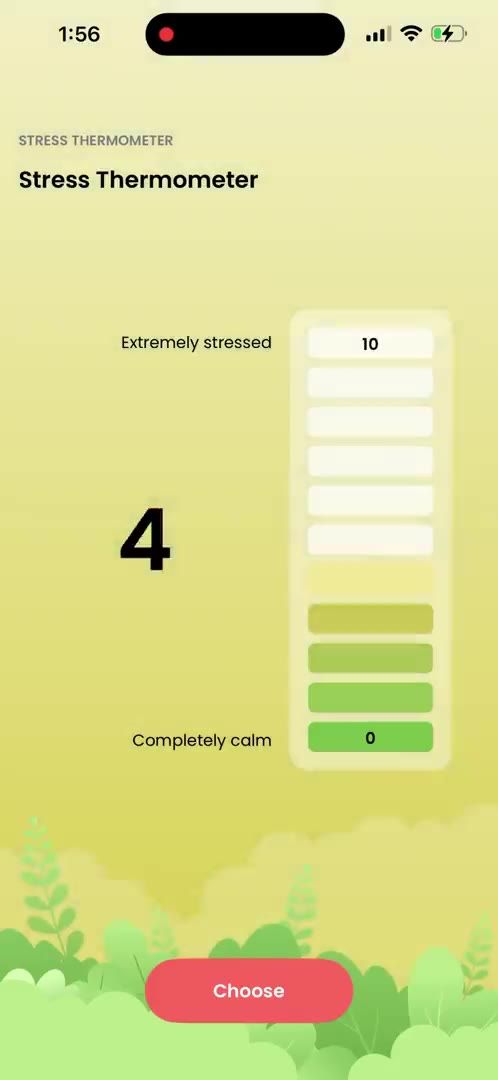 Living Well emotional well-being monitoring screen.